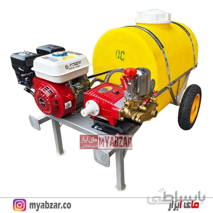 سمپاش فرغونی 200 لیتری موتور طرح هوندا 6.5 اسب و پمپ 45 بار طرح وولی