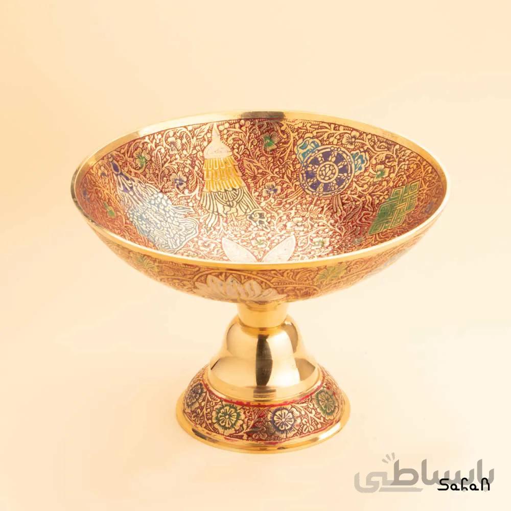 میوه خوری برنجی میناکاری پایه دار دورو مدل نادیا