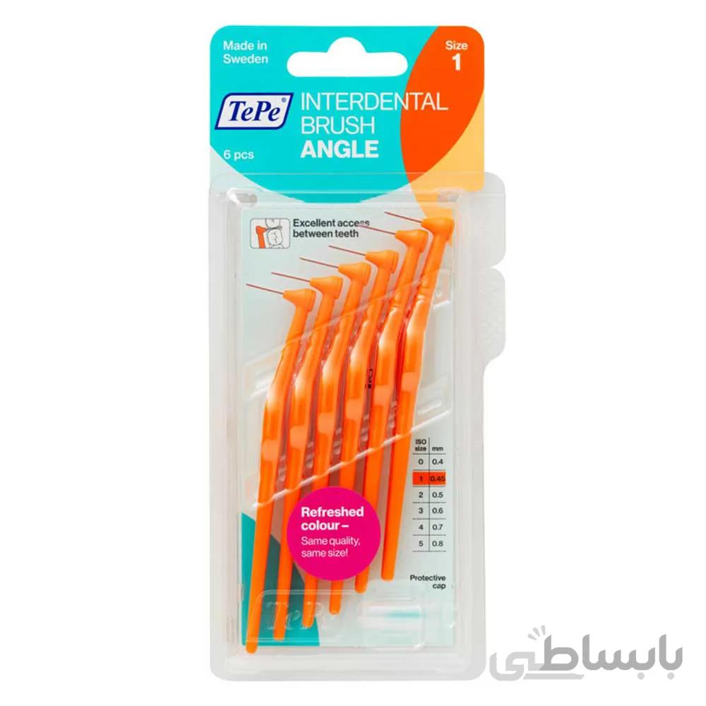 براش بین دندانی تپه tepe مدل angle سایز 1 بسته 6 عددی ا interdental brush tepe model angle size 1 6pcs