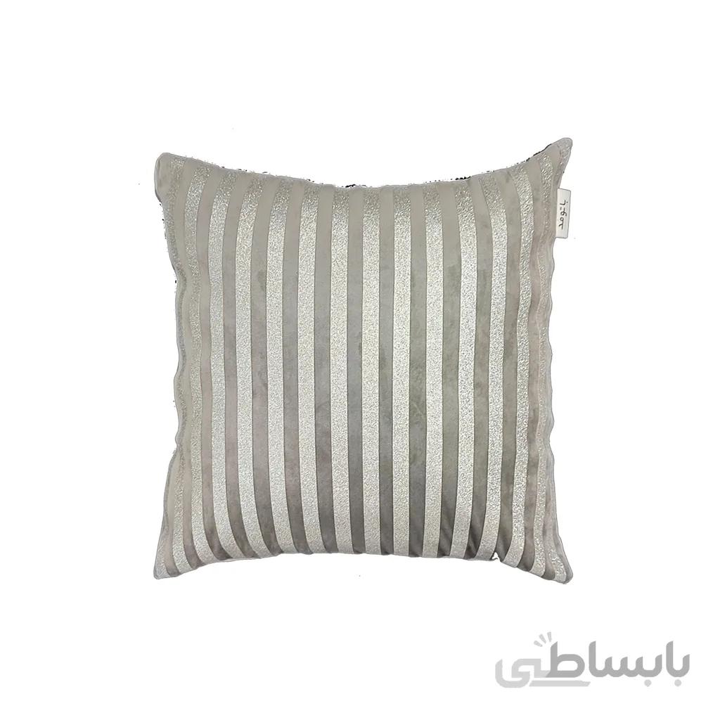 کوسن ترکیبی چرم و مخمل مدل رومی رنگ فیلی