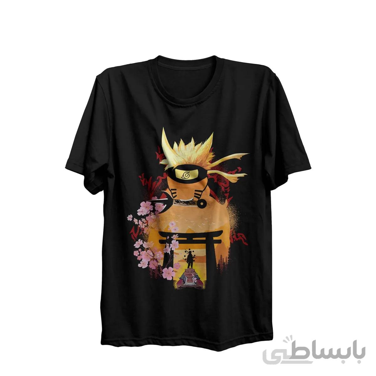 تیشرت یقه گرد مشکی انیمه ناروتو Naruto کد KCT10264