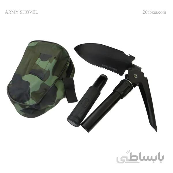 بیلچه و کلنگ ارتشی تاشو دارای کیف