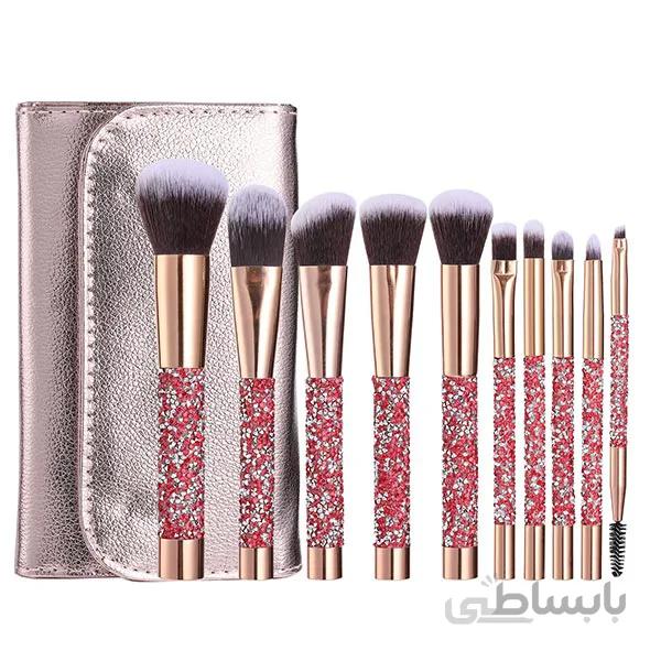 ست براش ۱۰ تایی دسته نگین دار (Set of 10 Brushes with Jeweled Handle)