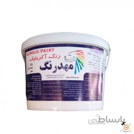 رنگ آکریلیک سفید پایه آب نیمه براق یک کیلویی مهدرنگ