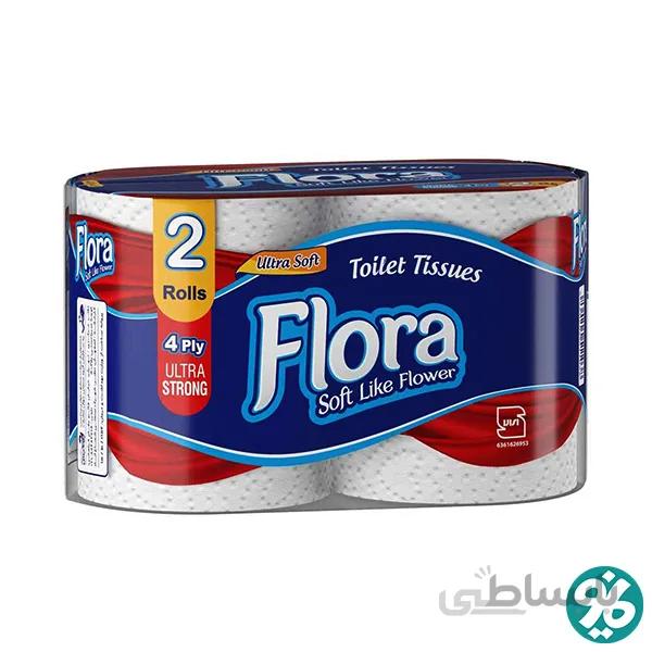 دستمال توالت 2 قلو فلورا 4 لایه