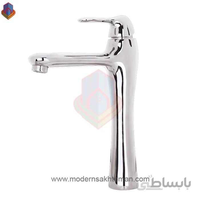 شیر روشویی پایه بلند سفید کرومات مدل یاتو