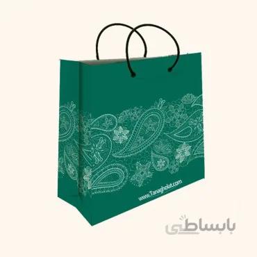ساک کادویی بزرگ سایز 5 طرح گل و ترمه سبز