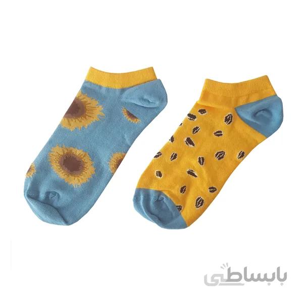 جوراب لنگه به لنگه مچی فانتزی طرح آفتابگردان کد PH402