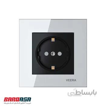 پریز برق ارت دار مدل ویرا کریستال سفید و مشکی