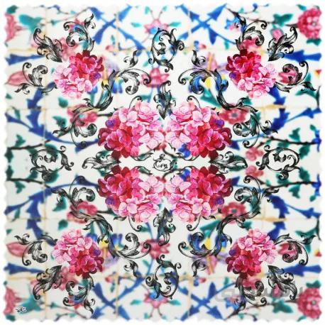 رومیزی مخمل مربع گل کاغذی