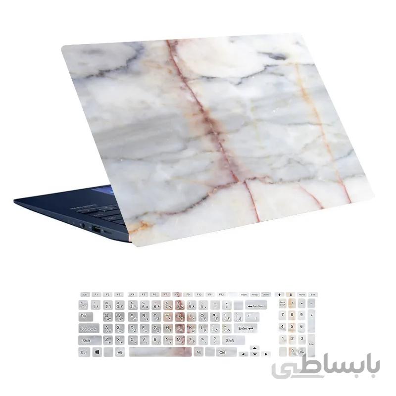 اسکین لپ تاپ طرح Marble کد ۵۰ به همراه استیکر کیبورد