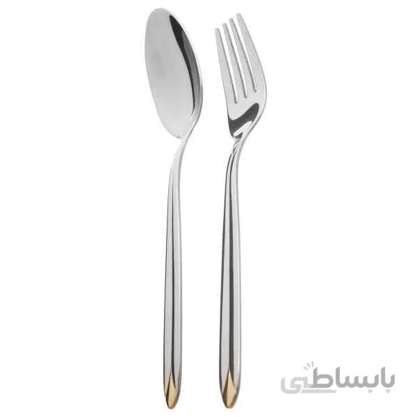 سرویس 12 پارچه (6+6 قاشق و چنگال غذاخوری) ناب استیل مدل پالرمو (دور طلایی)