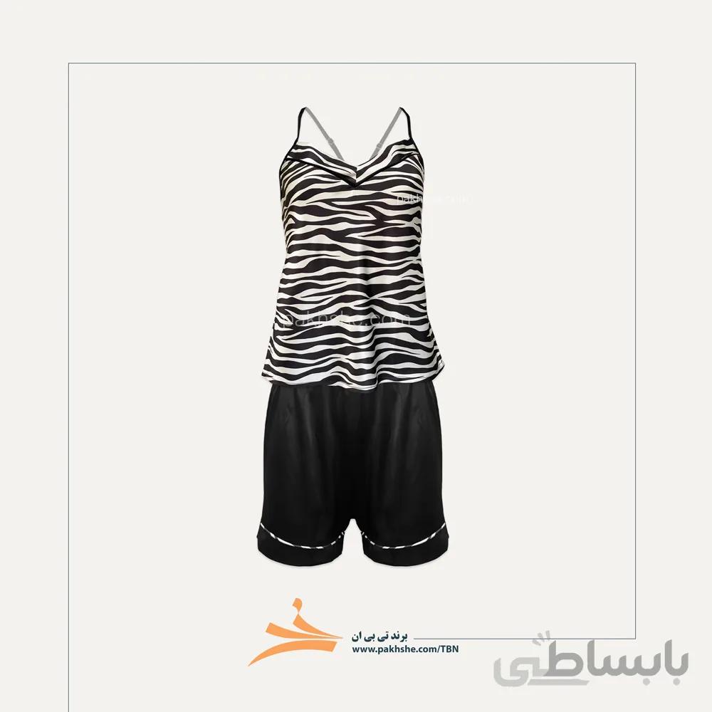 ست تاپ و شورتک ساتن ابریشم گورخری برند تی بی ان کد 16059