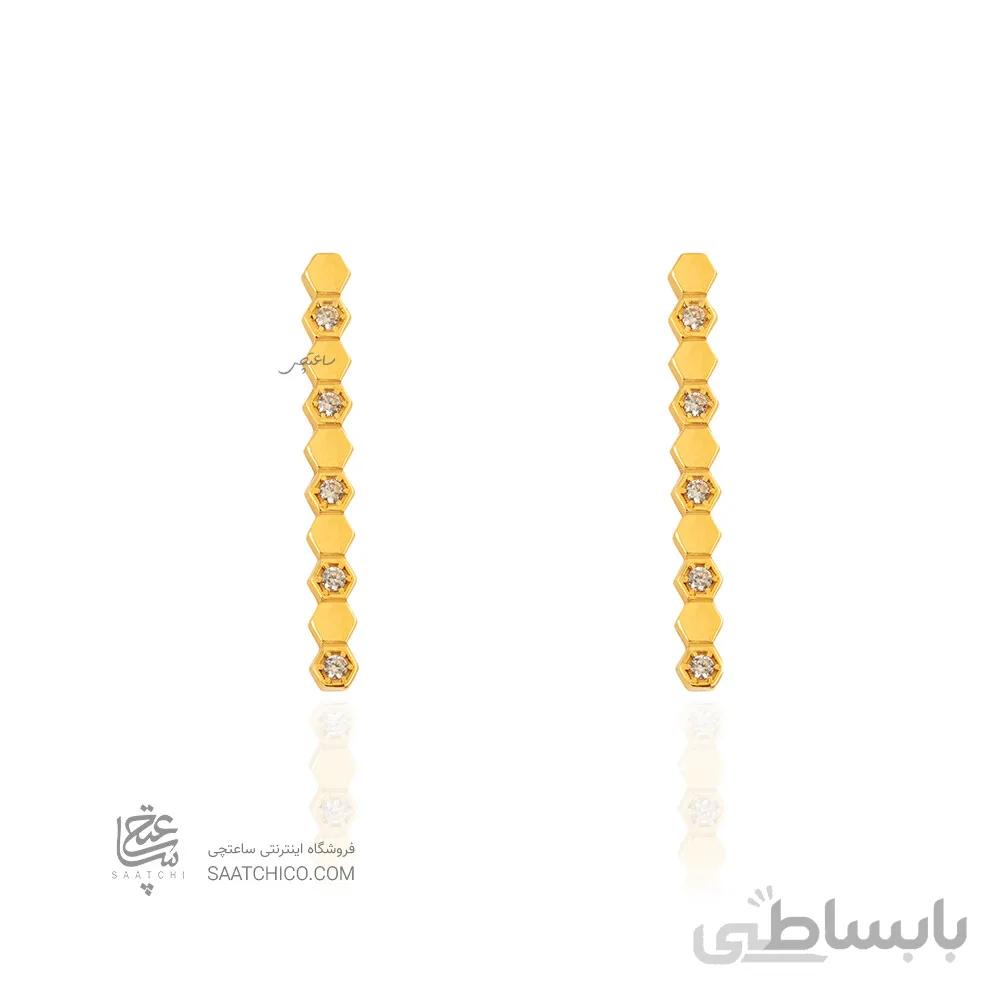 گوشواره طلا طرح BEE MY LOVE مدل نگین دار کد CE426