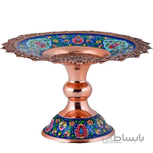شیرینی خوری مسی طرح پرداز اثر آقاجانی ارتفاع 14سانتی متر کد C-429