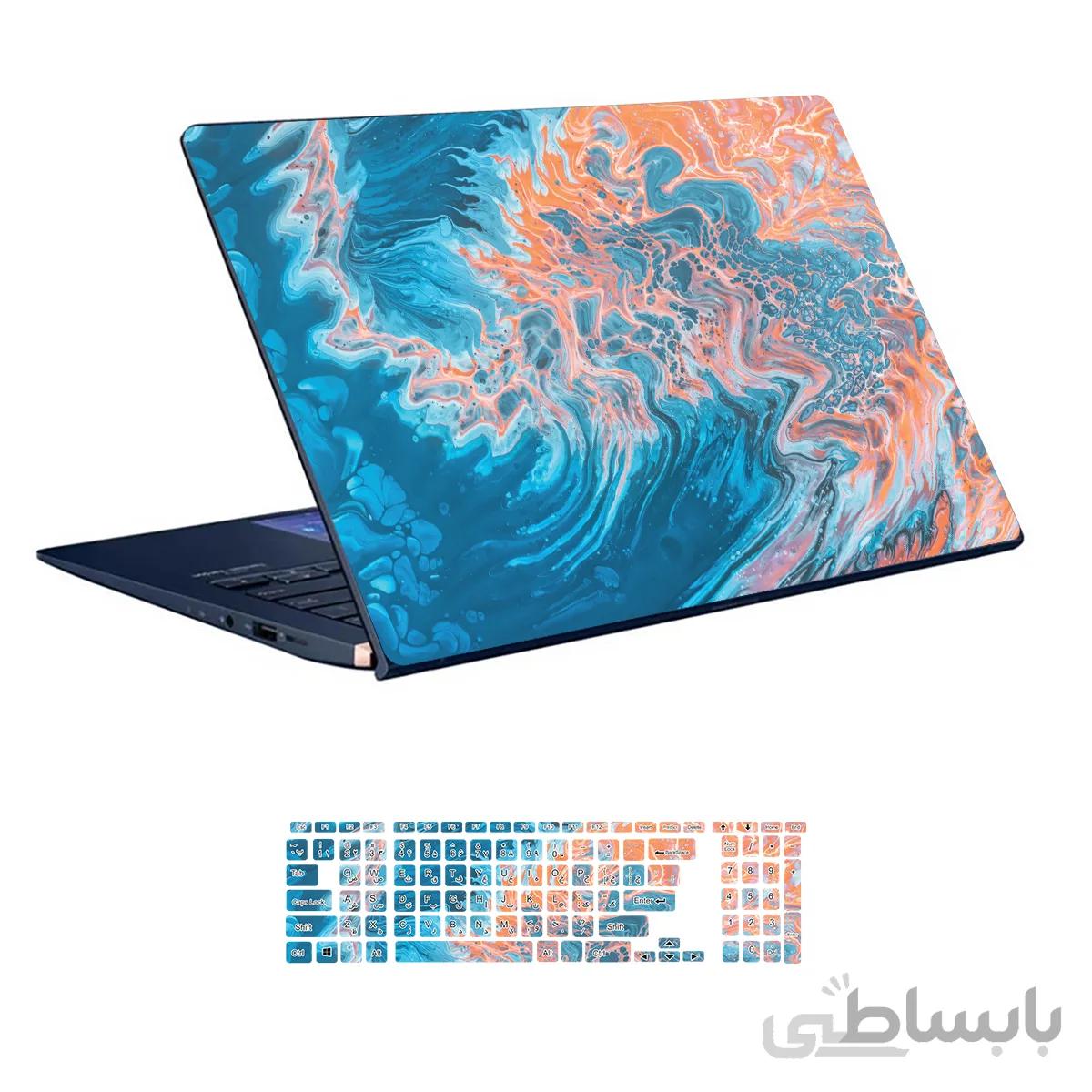 اسکین لپ تاپ طرح Colourful کد ۳۰ به همراه استیکر کیبورد