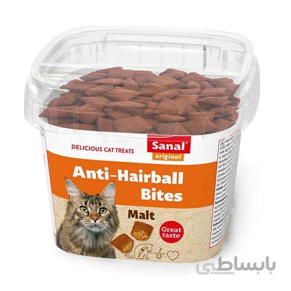 مکمل غذایی سانال مالت گربه آنتی هیربال حاوی ویتامین 75 گرمی ا Sanal Malt Anti Hairball Bites Cup 75 gr