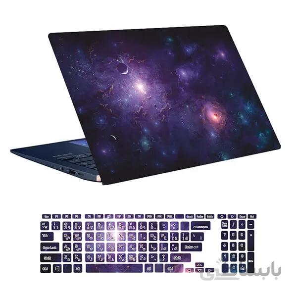 اسکین لپ تاپ طرح Space کد ۸۹ به همراه استیکر کیبورد