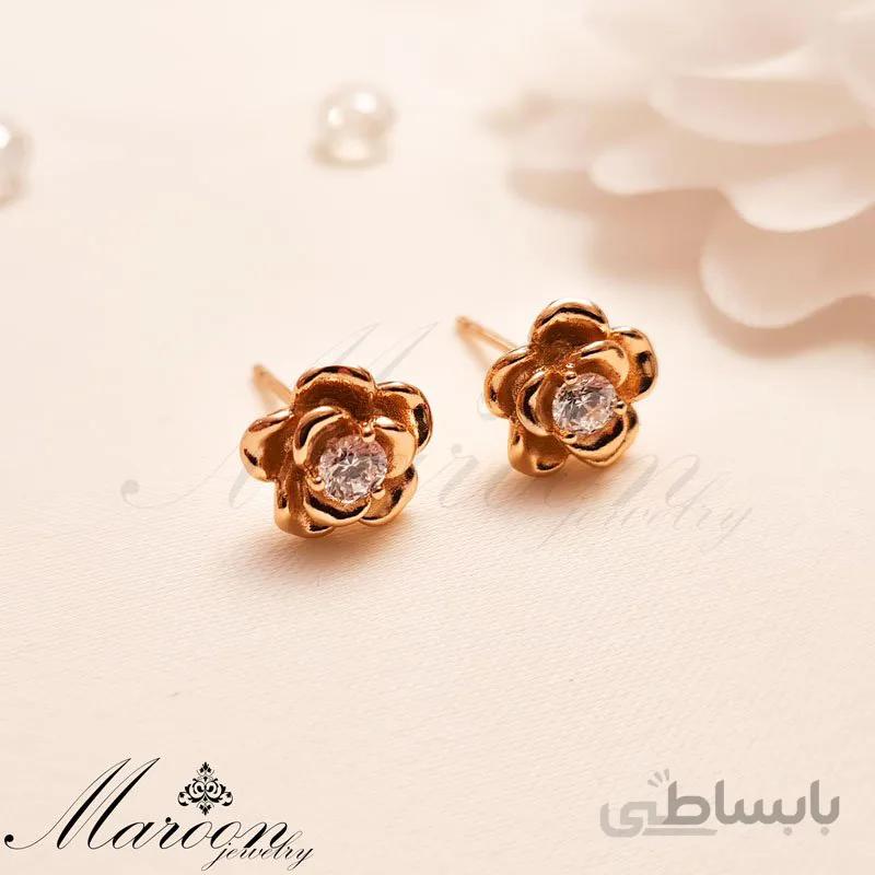 گوشواره گل رز مارون CG150