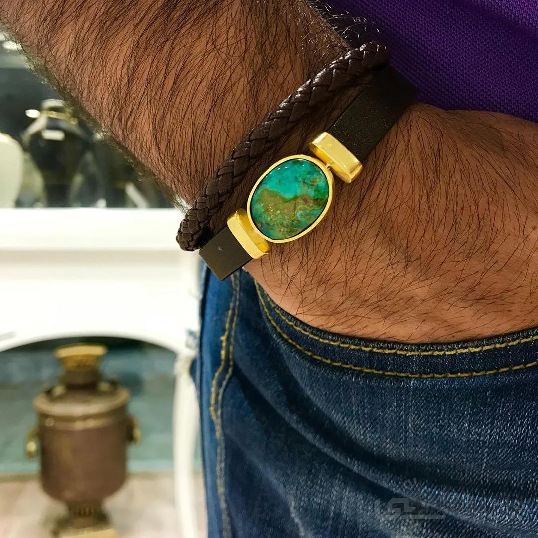 دستبند فیروزه مردانه کد kasra-56