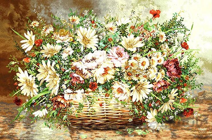 نخ و نقشه طرح گل و سبد کد 1716