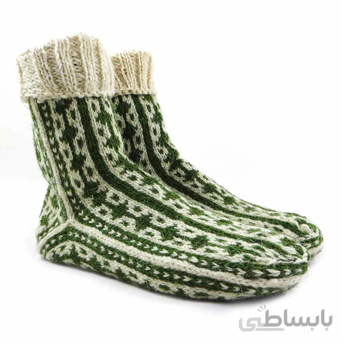 جوراب پشمی دستباف سنتی کردستان کد 186 سایز 40-41