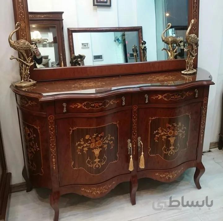 آینه کنسول چوبی مدل دو درب ابرویی کد ۱۰۲۰۲۰