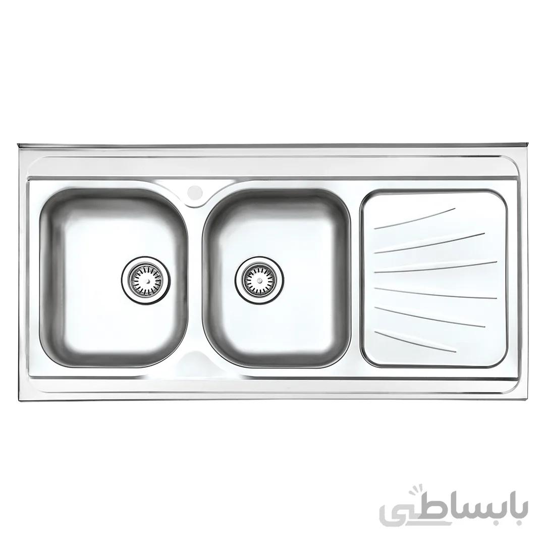 سینک ظرفشویی روکار استیل البرز ا Steel Alborz Double Bowl Sink 214