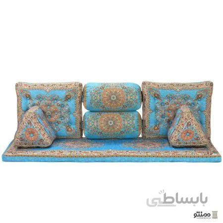 پشتی سنتی شاه نشین ترمه طرح افشار – ست 7 تکه آبی فیروزه ای
Traditional Shahneshin cashmere back Afshar design