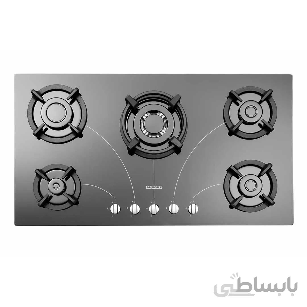 اجاق گاز شیشه ای مشکی G5958 استیل البرز ا G5958