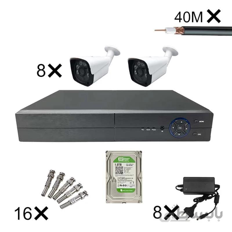 پک کامل 8 عدد دوربین مداربسته مناسب ویلایی ، پارکینگ و آپارتمانی ا Eco CCTV Package - 8Pcs