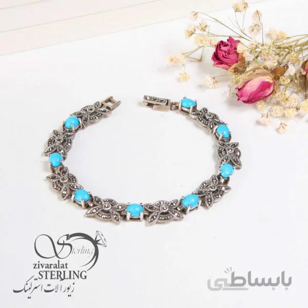 دستبند نقره زنانه طرح فیروزه