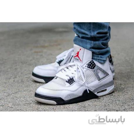 کتونی اورجینال نایک جردن 4 Jordan 4 Retro White Cement