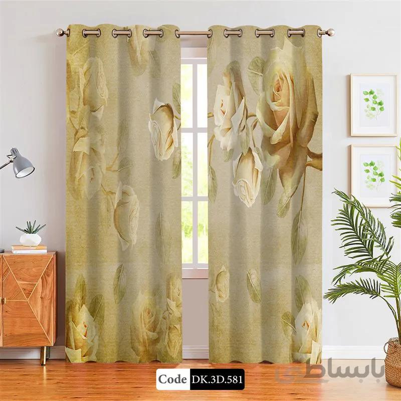 پرده پانچی (هازان و مخمل)کد DK.3D.581 طرح سه بعدی گلباران