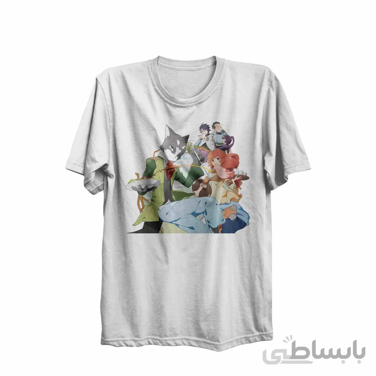 تیشرت یقه گرد سفید طرح انیمه ورود به افق Log Horizon کد KCT10461