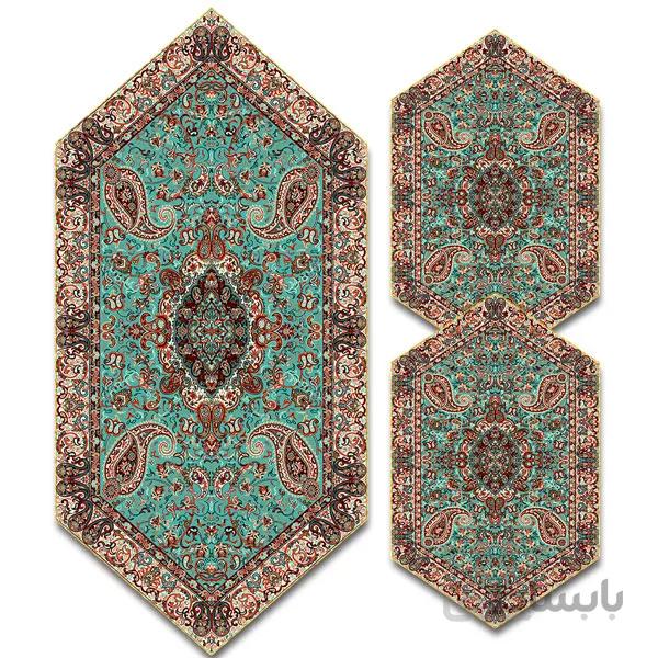 رومیزی مربع ترمه طرح سالار مشکی ابریشم کد 710 کد 410525