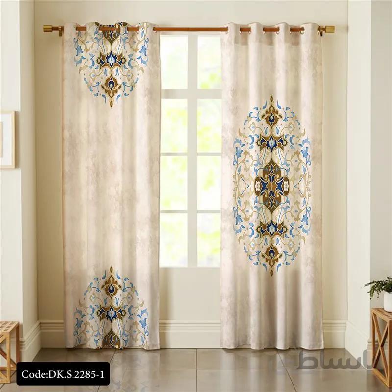 پرده پانچی (هازان و مخمل)کد DK.S.2285-1 طرح ایرانی و سنتی اسلیمی نقوش