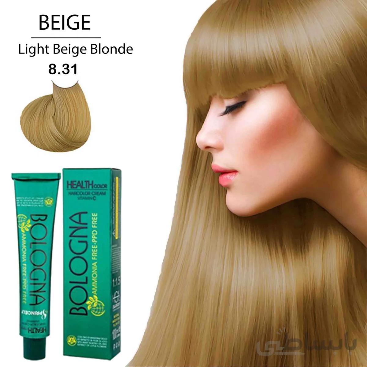 رنگ مو بدون آمونیاک و بدون پی پی دی بلونیا 100میل Light Beige blonde 8.31