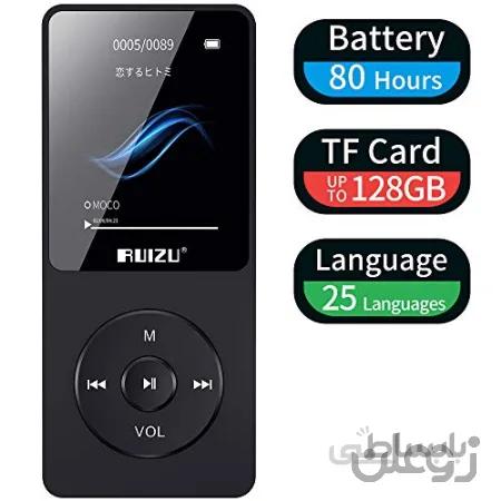 پخش کننده MP3 ، پخش کننده موسیقی RUIZU X02 فوق العاده باریک با رادیو FM ، ضبط صدا ، پخش ویدیو ، خواندن متن ، پخش 80 ساعته و قابل ارتقا تا 128 گیگابایت (سیاه)