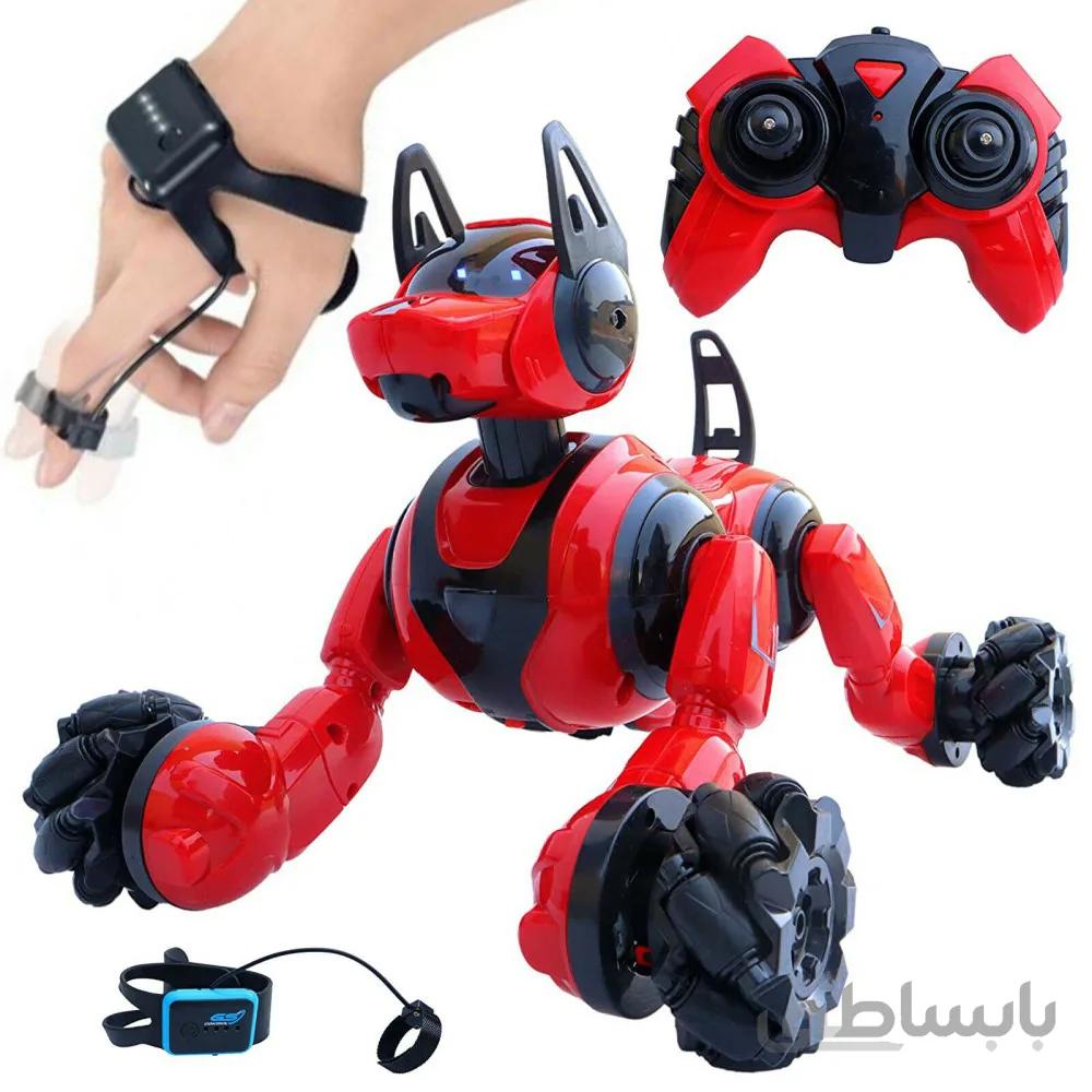 ربات اسباب بازی سگ هوشمند با دو کنترل دستی و مچی در سه رنگ مدل Stunt RC Robot Dog 666-800A