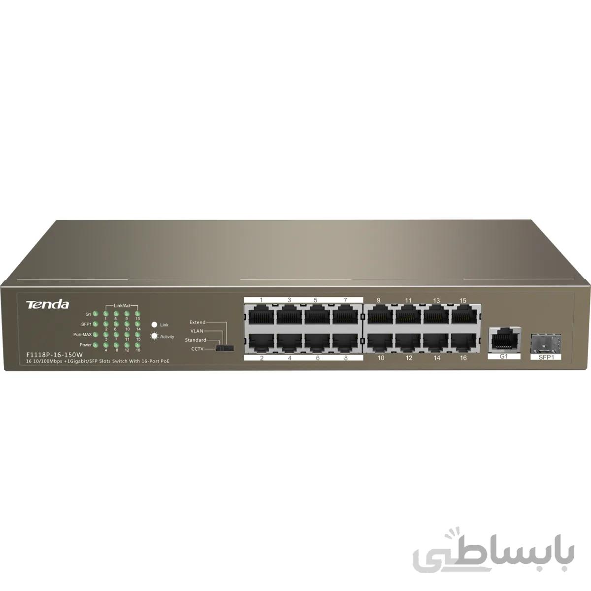 سوییچ 16 پورت POE تندا مدل TEF1118P-16-150W