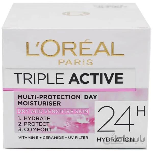 ژل کرم آبرسان روز پوست های خشک و حساس لورال تریپل اکتیو LOreal Triple Active
