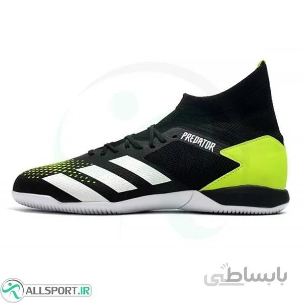 کفش فوتسال آدیداس پردیتور طرح اصلی ساقدار مشکی سفید زرد Adidas Predator 20.3 Black White Yellow