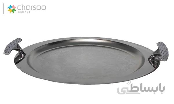 سینی استیل بیضی سایز 28*42 سانتی متر