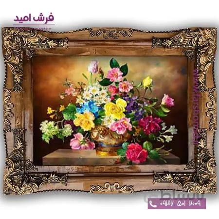 تابلو فرش ماشینی طرح تابلو سبد گل کد 500۵ فرشان