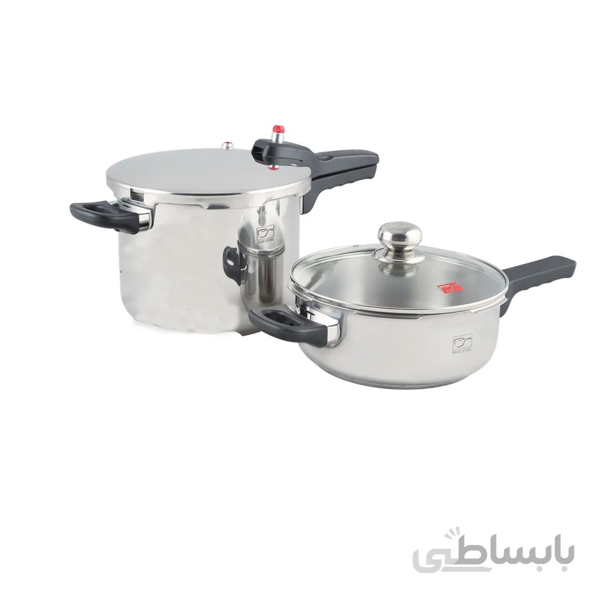 زودپز دوقلو پارس استیل 3 و 6 لیتر با درب