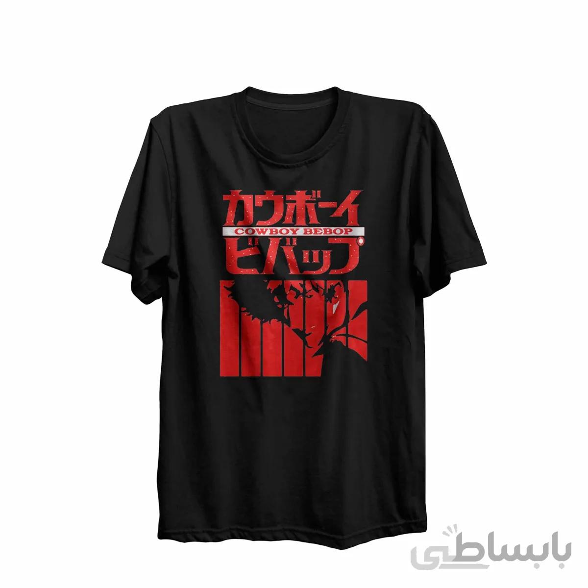 تیشرت یقه گرد مشکی طرح انیمه کابوی بیباپ Cowboy Bebop کد KCT10460
