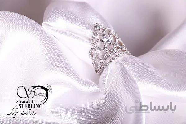 انگشتر نقره زنانه طرح تاج