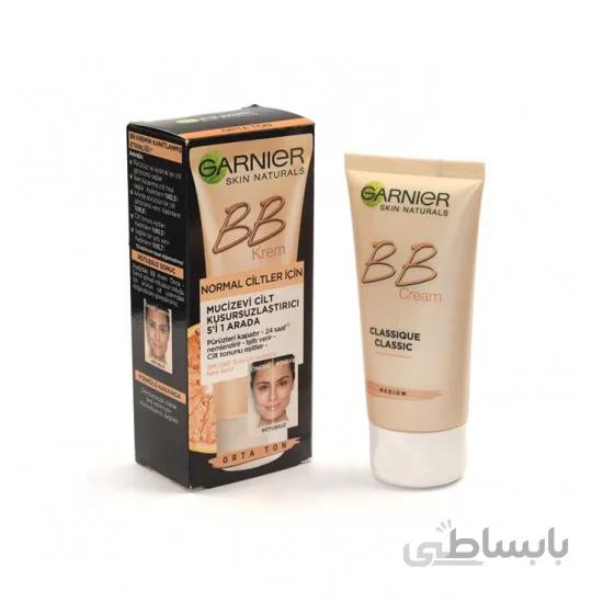 بی بی کرم 5 کاره گارنیه مناسب پوست های نرمال با توناژ معمولی Garnier فرانسه حجم 50 میل