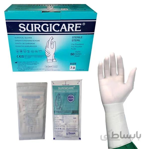 دستکش استریل جراحی پودری ۵۰ جفتی SURGICARE GLOVES